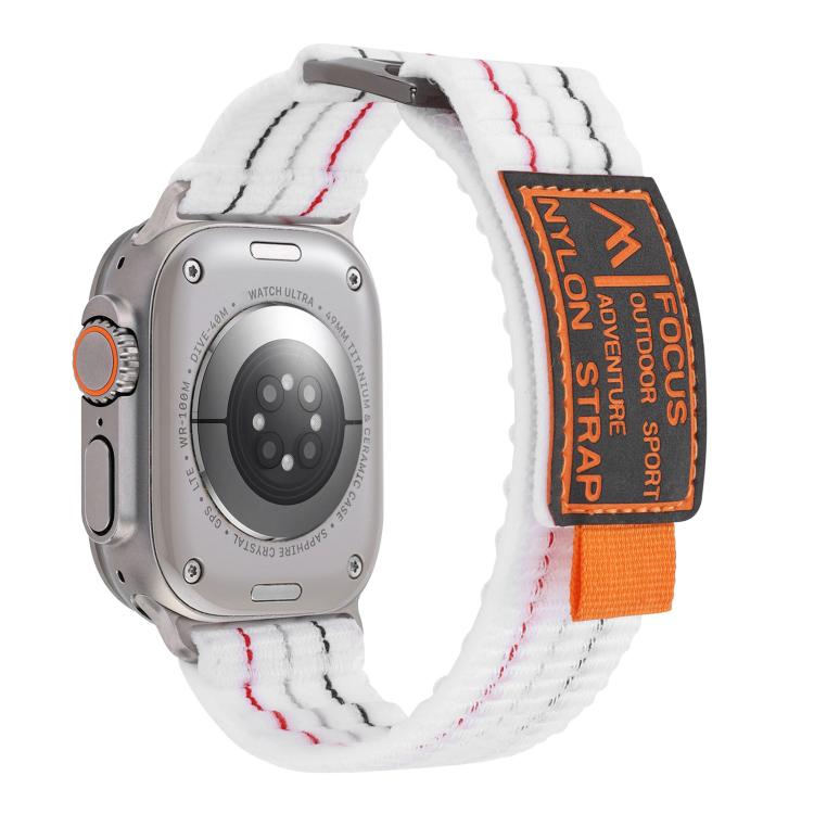 For Apple Watch 46mm / 49mm / 45mm / 44mm Kalebol  Dual-section Sports Nylon Loop Watch Band(White) - free shipping - PMC TechLife - Order now!