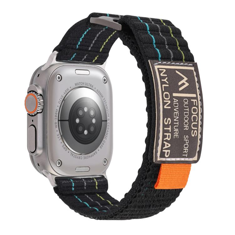 For Apple Watch 46mm / 49mm / 45mm / 44mm Kalebol  Dual-section Sports Nylon Loop Watch Band(Black) - Watch Bands by Kalebol | Online Shopping South Africa | PMC TechLife | Buy Now Pay Later Mobicred