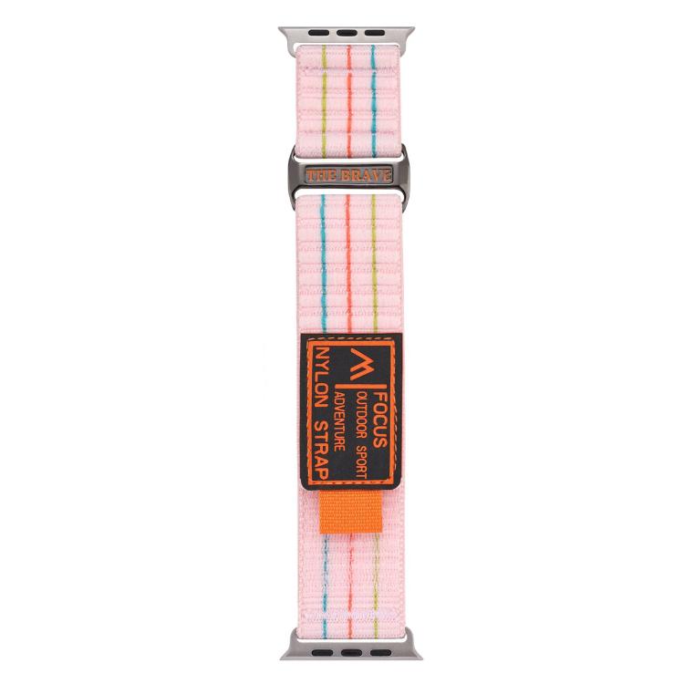 For Apple Watch 46mm / 49mm / 45mm / 44mm Kalebol  Dual-section Sports Nylon Loop Watch Band(Cherry Blossom Pink) - Watch Bands by Kalebol | Online Shopping South Africa | PMC TechLife | Buy Now Pay Later Mobicred