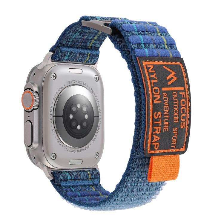 For Apple Watch 42mm / 41mm / 40mm / 38mm Kalebol  Dual-section Sports Nylon Loop Watch Band(Deep Sea Blue) - Watch Bands by Kalebol | Online Shopping South Africa | PMC TechLife | Buy Now Pay Later Mobicred