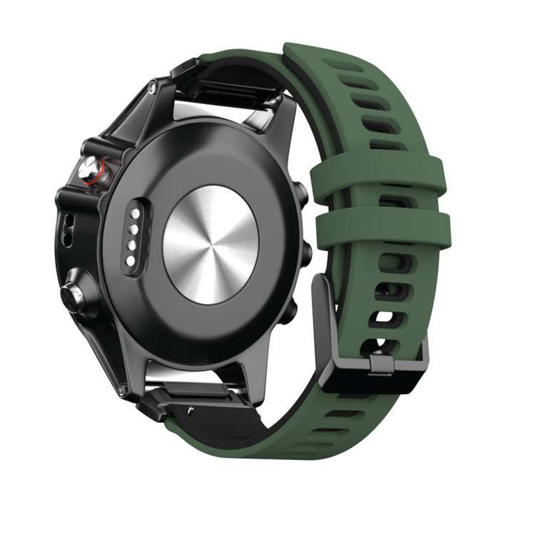 For Garmin QuickFit 26mm Kalebol Two-layer Silicone Watch Band(Army Green Black) - free shipping - PMc TechLife - Order now!