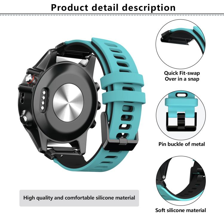 For Garmin QuickFit 26mm Kalebol Two-layer Silicone Watch Band(Blue White) - free shipping - PMc TechLife - Order now!