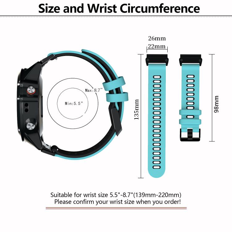 For Garmin QuickFit 26mm Kalebol Two-layer Silicone Watch Band(Blue White) - free shipping - PMc TechLife - Order now!