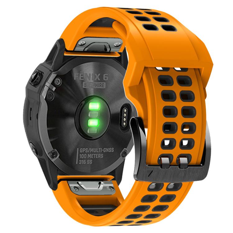 For Garmin QuickFit 22mm Kalebol Tow Row Holes Silicone Watch Band(Orange Black) - free shipping - PMc TechLife - Order now!