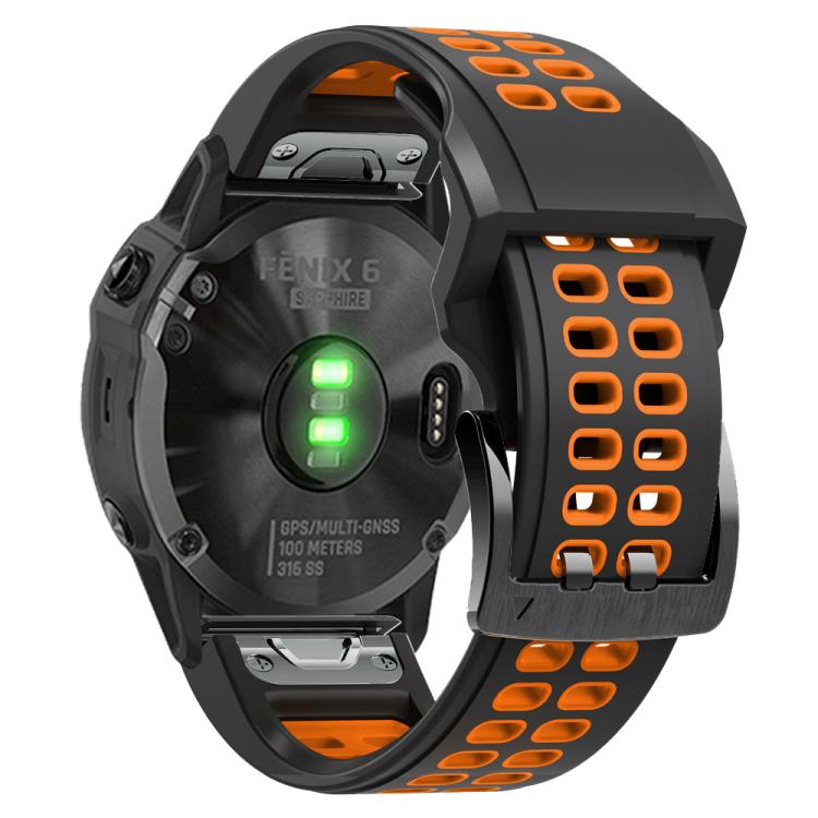 For Garmin QuickFit 22mm Kalebol Tow Row Holes Silicone Watch Band(Black Orange) - free shipping - PMc TechLife - Order now!