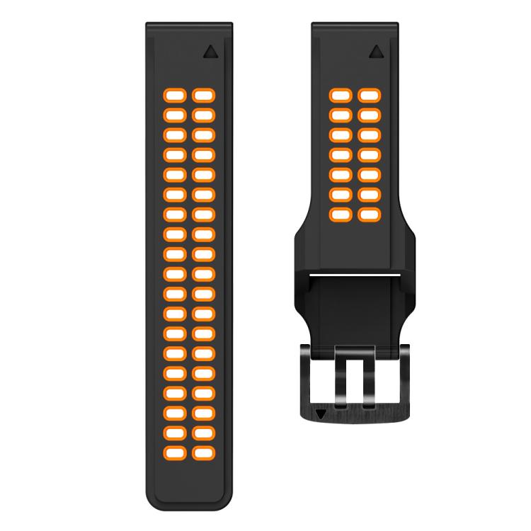 For Garmin QuickFit 22mm Kalebol Tow Row Holes Silicone Watch Band(Black Orange) - free shipping - PMc TechLife - Order now!