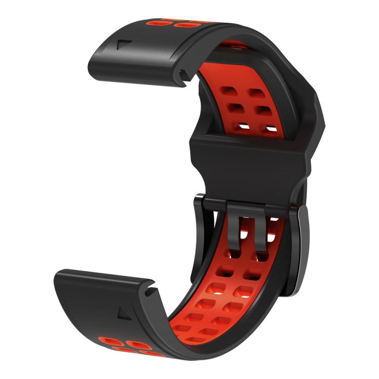 For Garmin QuickFit 22mm Kalebol Tow Row Holes Silicone Watch Band(Black Red) - free shipping - PMc TechLife - Order now!