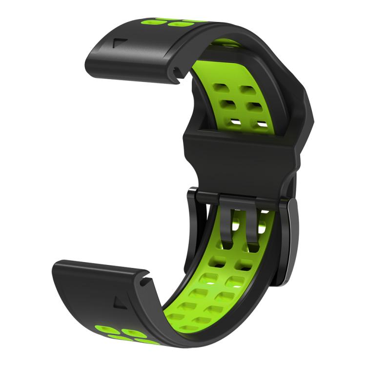 For Garmin QuickFit 22mm Kalebol Tow Row Holes Silicone Watch Band(Black Green) - free shipping - PMc TechLife - Order now!