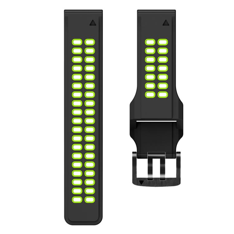 For Garmin QuickFit 22mm Kalebol Tow Row Holes Silicone Watch Band(Black Green) - free shipping - PMc TechLife - Order now!