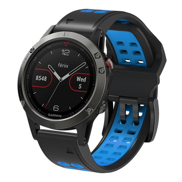 For Garmin QuickFit 22mm Kalebol Tow Row Holes Silicone Watch Band(Black Blue) - free shipping - PMc TechLife - Order now!