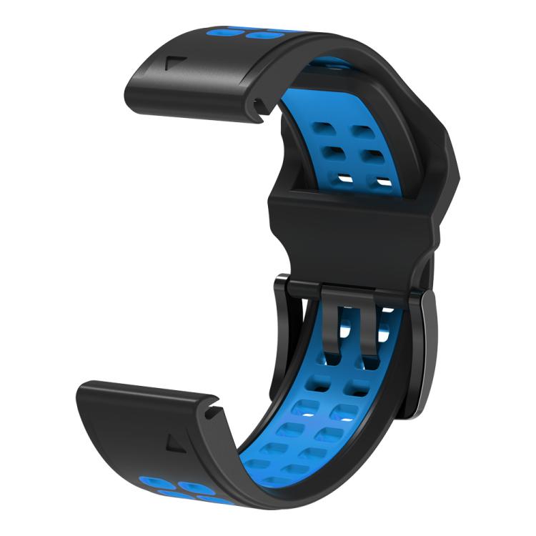 For Garmin QuickFit 22mm Kalebol Tow Row Holes Silicone Watch Band(Black Blue) - free shipping - PMc TechLife - Order now!