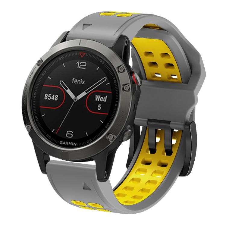For Garmin QuickFit 22mm Kalebol Tow Row Holes Silicone Watch Band(Grey Yellow) - free shipping - PMc TechLife - Order now!