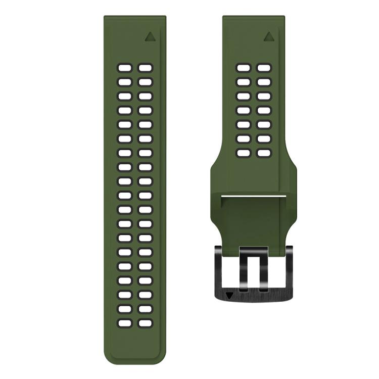 For Garmin QuickFit 22mm Kalebol Tow Row Holes Silicone Watch Band(Green Black) - free shipping - PMc TechLife - Order now!