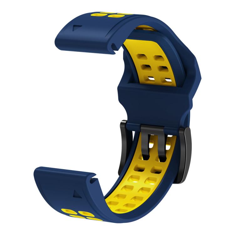 For Garmin QuickFit 22mm Kalebol Tow Row Holes Silicone Watch Band(Blue Yellow) - free shipping - PMc TechLife - Order now!