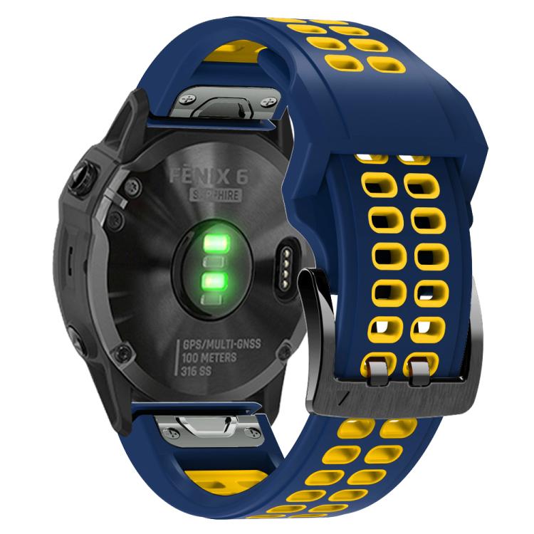 For Garmin QuickFit 22mm Kalebol Tow Row Holes Silicone Watch Band(Blue Yellow) - free shipping - PMc TechLife - Order now!
