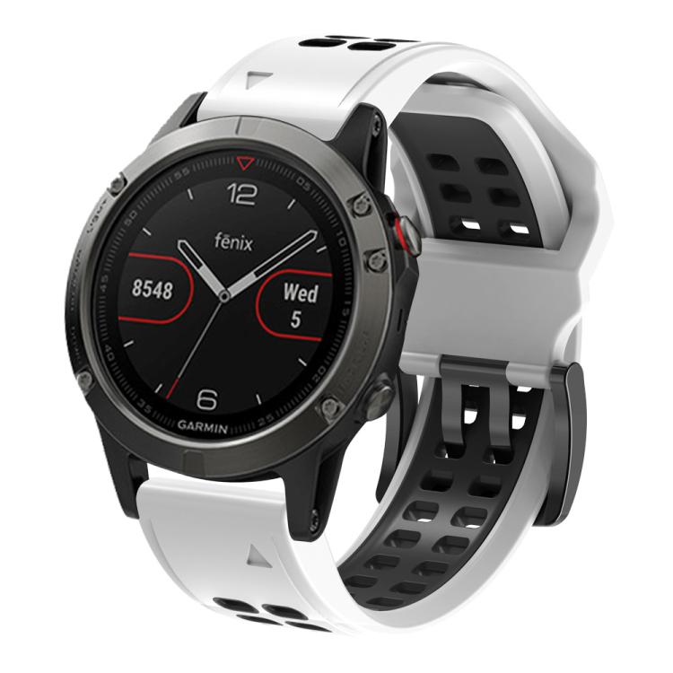 For Garmin QuickFit 26mm Kalebol Tow Row Holes Silicone Watch Band(White Black) - free shipping - PMc TechLife - Order now!