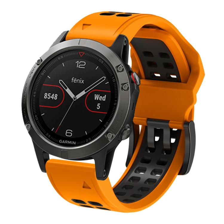 For Garmin QuickFit 26mm Kalebol Tow Row Holes Silicone Watch Band(Orange Black) - free shipping - PMc TechLife - Order now!