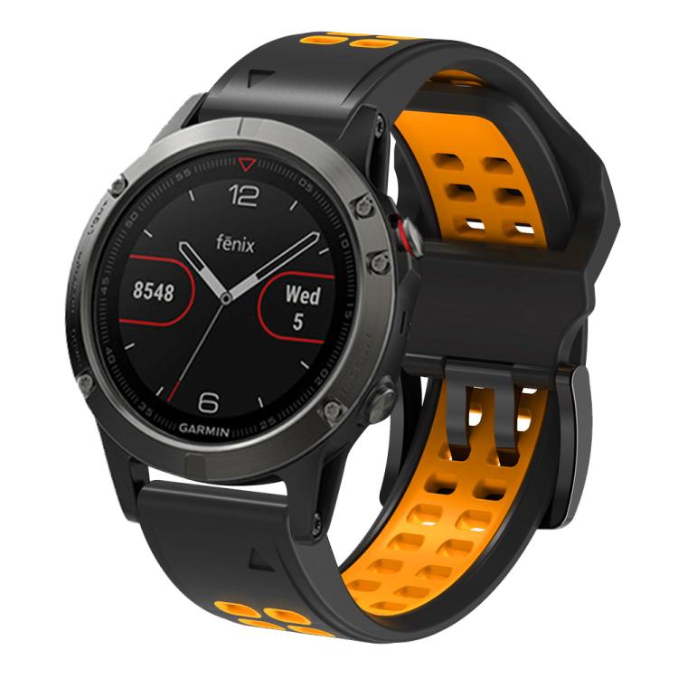 For Garmin QuickFit 26mm Kalebol Tow Row Holes Silicone Watch Band(Black Orange) - free shipping - PMc TechLife - Order now!