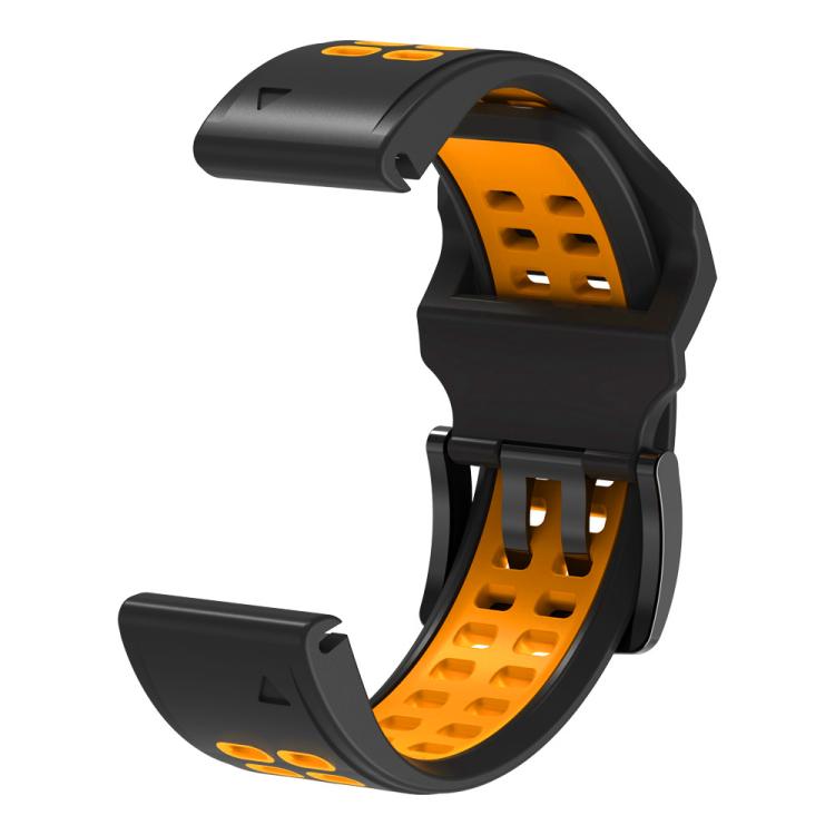 For Garmin QuickFit 26mm Kalebol Tow Row Holes Silicone Watch Band(Black Orange) - free shipping - PMc TechLife - Order now!