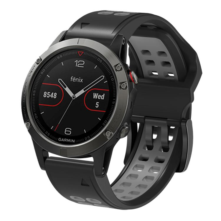 For Garmin QuickFit 26mm Kalebol Tow Row Holes Silicone Watch Band(Black Grey) - free shipping - PMc TechLife - Order now!