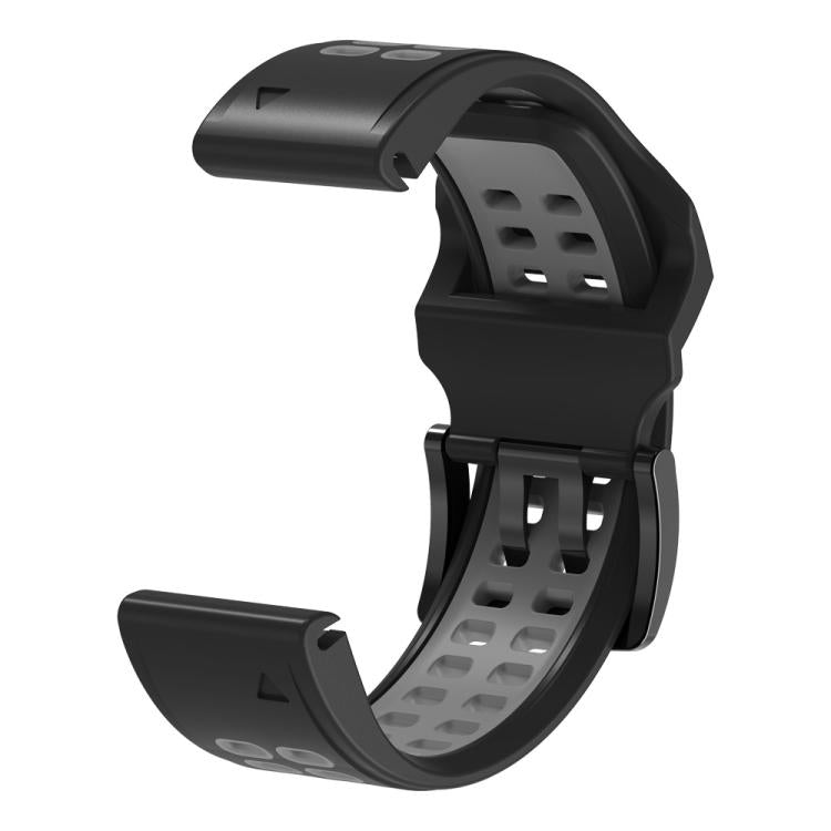 For Garmin QuickFit 26mm Kalebol Tow Row Holes Silicone Watch Band(Black Grey) - free shipping - PMc TechLife - Order now!