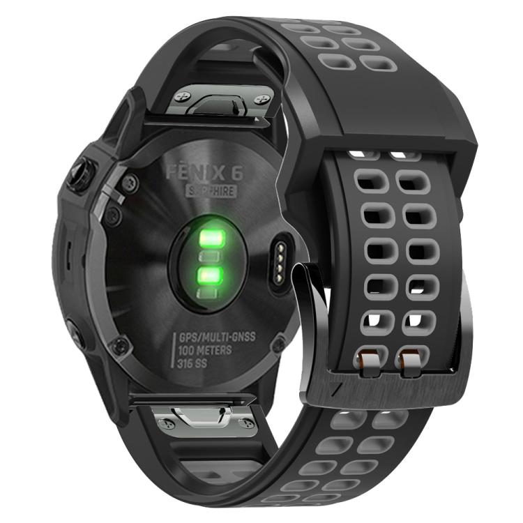 For Garmin QuickFit 26mm Kalebol Tow Row Holes Silicone Watch Band(Black Grey) - free shipping - PMc TechLife - Order now!