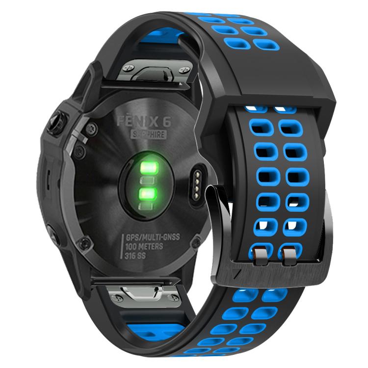 For Garmin QuickFit 26mm Kalebol Tow Row Holes Silicone Watch Band(Black Blue) - free shipping - PMc TechLife - Order now!