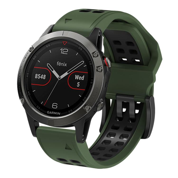 For Garmin QuickFit 26mm Kalebol Tow Row Holes Silicone Watch Band(Green Black) - free shipping - PMc TechLife - Order now!