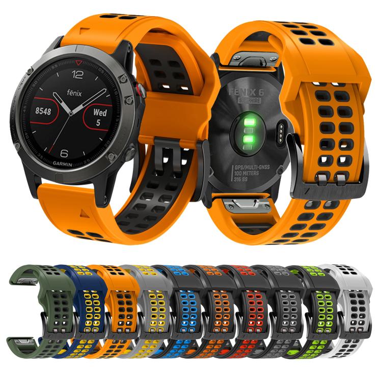 For Garmin QuickFit 22mm Kalebol Tow Row Holes Silicone Watch Band(Blue Yellow) - free shipping - PMc TechLife - Order now!
