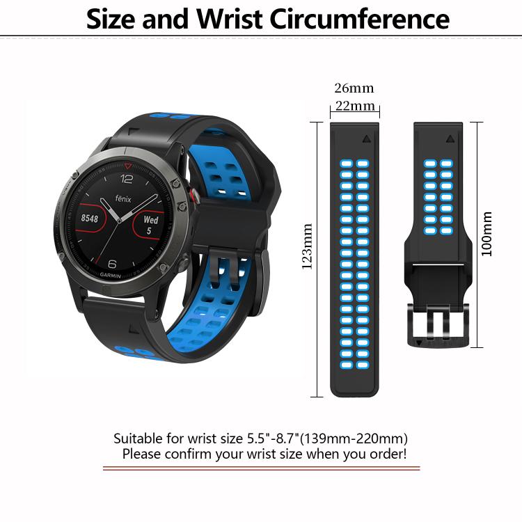 For Garmin QuickFit 26mm Kalebol Tow Row Holes Silicone Watch Band(Blue Yellow) - free shipping - PMc TechLife - Order now!