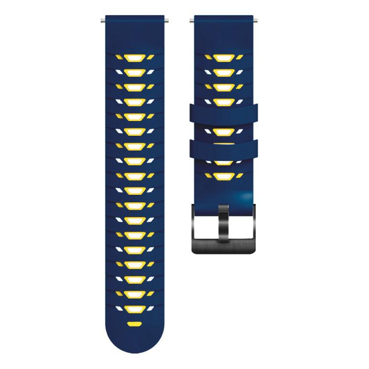Kalebol 20mm Universal Three Row Holes Silicone Watch Band(Blue Yellow) - 20mm Bands by Kalebol | Online Shopping South Africa | PMc TechLife | Buy Now Pay Later Mobicred