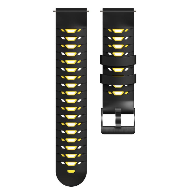 Kalebol 22mm Universal Three Row Holes Silicone Watch Band(Black Yellow) - 22mm Bands by Kalebol | Online Shopping South Africa | PMc TechLife | Buy Now Pay Later Mobicred