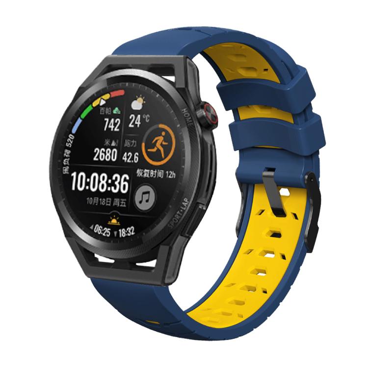 Kalebol 22mm Universal Three Row Holes Silicone Watch Band(Blue Yellow) - free shipping - PMc TechLife - Order now!