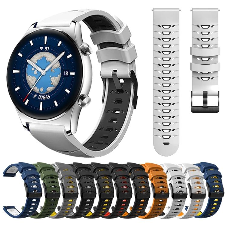 Kalebol 22mm Universal Three Row Holes Silicone Watch Band(Grey Yellow) - free shipping - PMc TechLife - Order now!