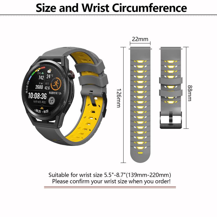 Kalebol 22mm Universal Three Row Holes Silicone Watch Band(Blue Yellow) - free shipping - PMc TechLife - Order now!