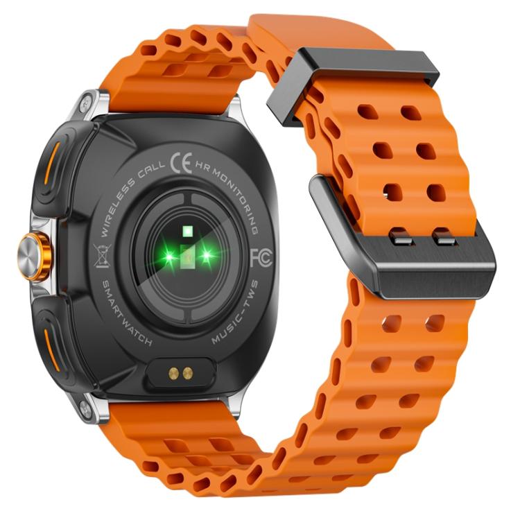HAMTOD GT98 Headphones Smart Watch,1.53 inch, Support Bluetooth Call / NFC / Heart Rate(Silver Orange) - free shipping - PMC TechLife - Order now!