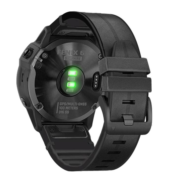 For Garmin QuickFit 26mm Kalebol Quick Release Silicone Leather Watch Band(Black) - free shipping - PMc TechLife - Order now!