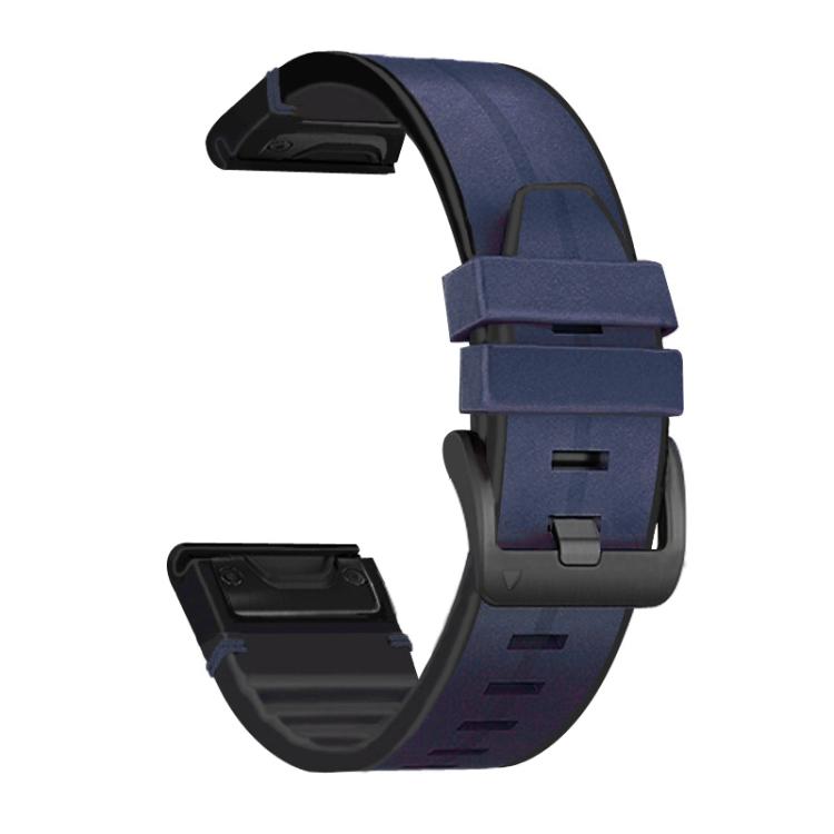 For Garmin QuickFit 26mm Kalebol Quick Release Silicone Leather Watch Band(Dark Blue) - free shipping - PMc TechLife - Order now!