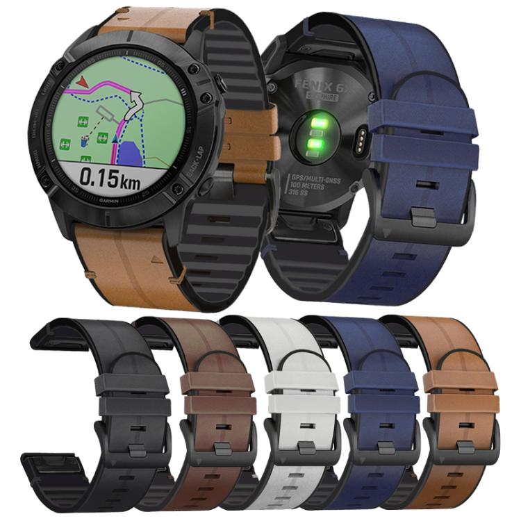 For Garmin QuickFit 26mm Kalebol Quick Release Silicone Leather Watch Band(Dark Blue) - free shipping - PMc TechLife - Order now!