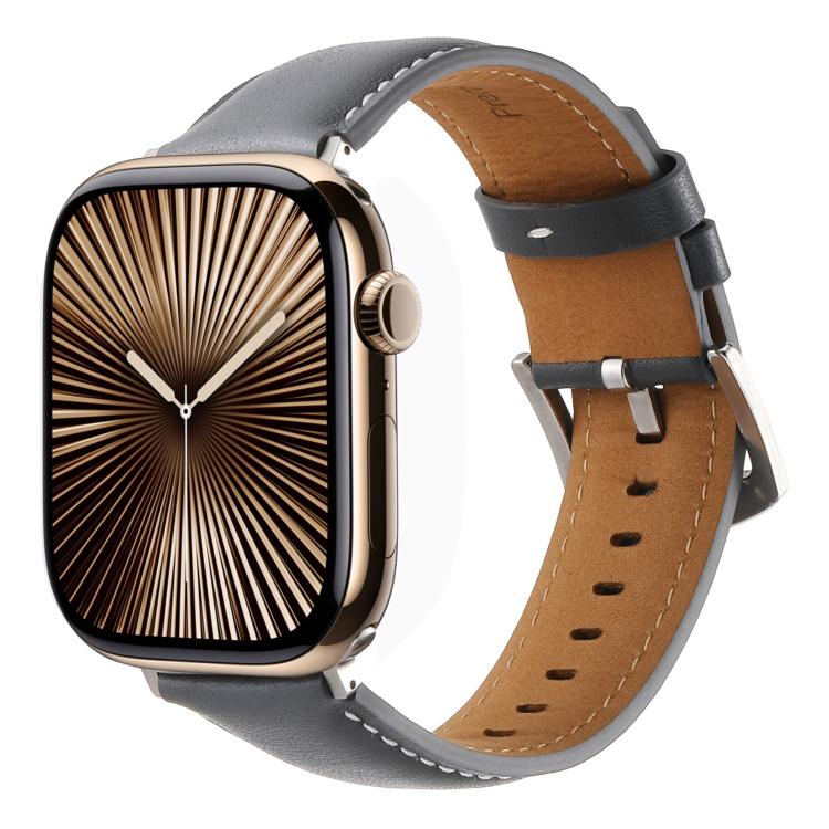 For Apple Watch 42mm / 41mm / 40mm / 38mm Kalebol Plain Genuine Leather Watch Band(Grey) - free shipping - PMc TechLife - Order now!