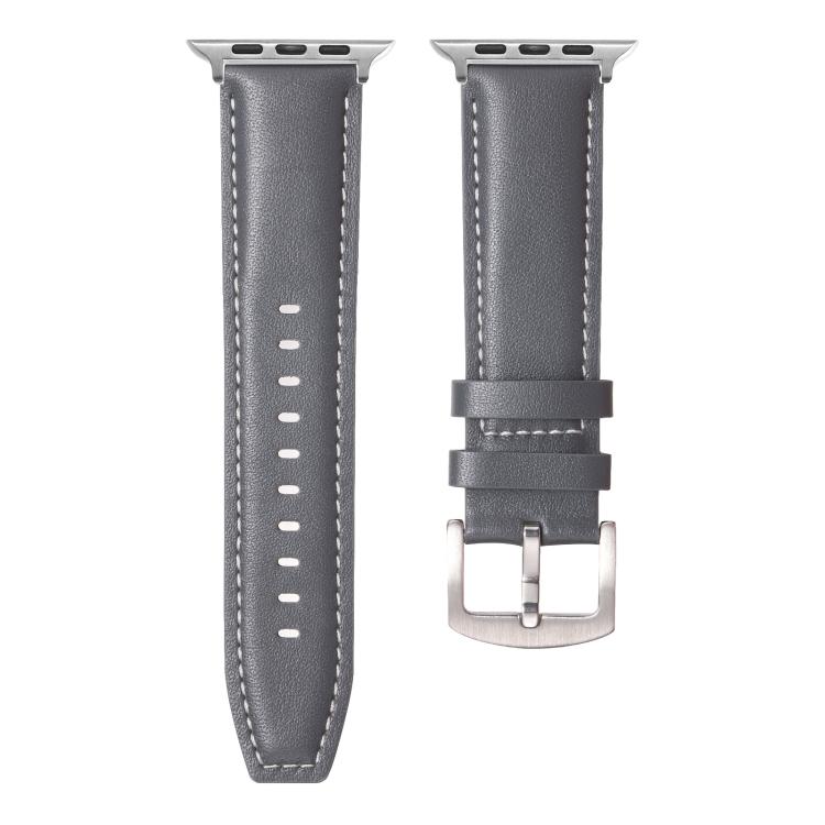 For Apple Watch 42mm / 41mm / 40mm / 38mm Kalebol Plain Genuine Leather Watch Band(Grey) - free shipping - PMc TechLife - Order now!