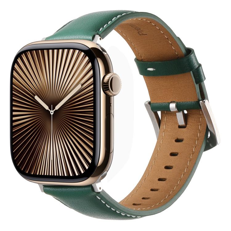For Apple Watch 42mm / 41mm / 40mm / 38mm Kalebol Plain Genuine Leather Watch Band(Green) - free shipping - PMc TechLife - Order now!