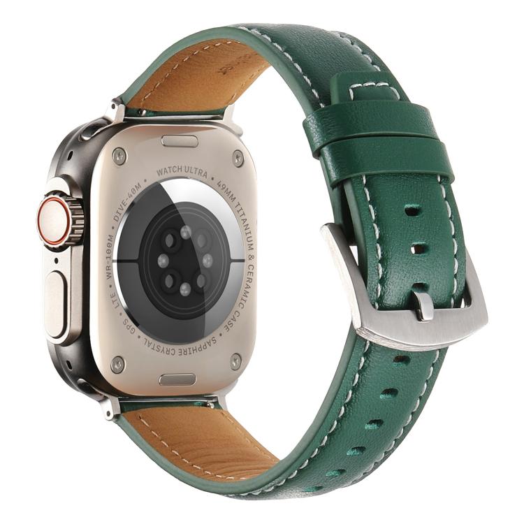 For Apple Watch 42mm / 41mm / 40mm / 38mm Kalebol Plain Genuine Leather Watch Band(Green) - free shipping - PMc TechLife - Order now!