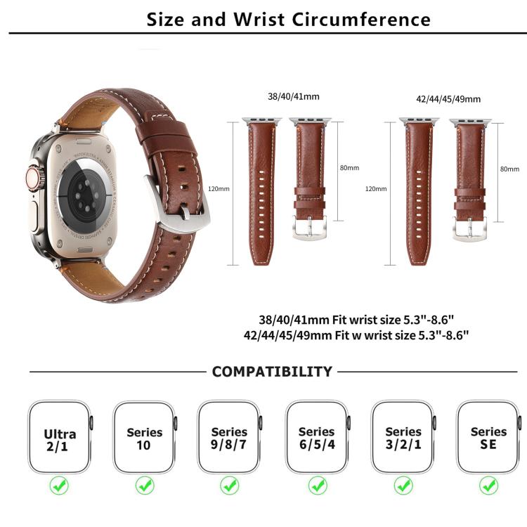 For Apple Watch 46mm / 49mm / 45mm / 44mm Kalebol Plain Genuine Leather Watch Band(Green) - free shipping - PMc TechLife - Order now!