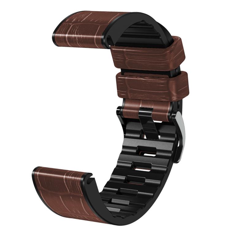 For Garmin QuickFit 22mm Kalebol Crocodile Texture Silicone Leather Watch Band(Coffee) - free shipping - PMc TechLife - Order now!