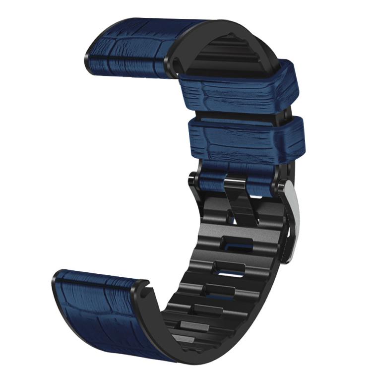For Garmin QuickFit 22mm Kalebol Crocodile Texture Silicone Leather Watch Band(Dark Blue) - free shipping - PMc TechLife - Order now!