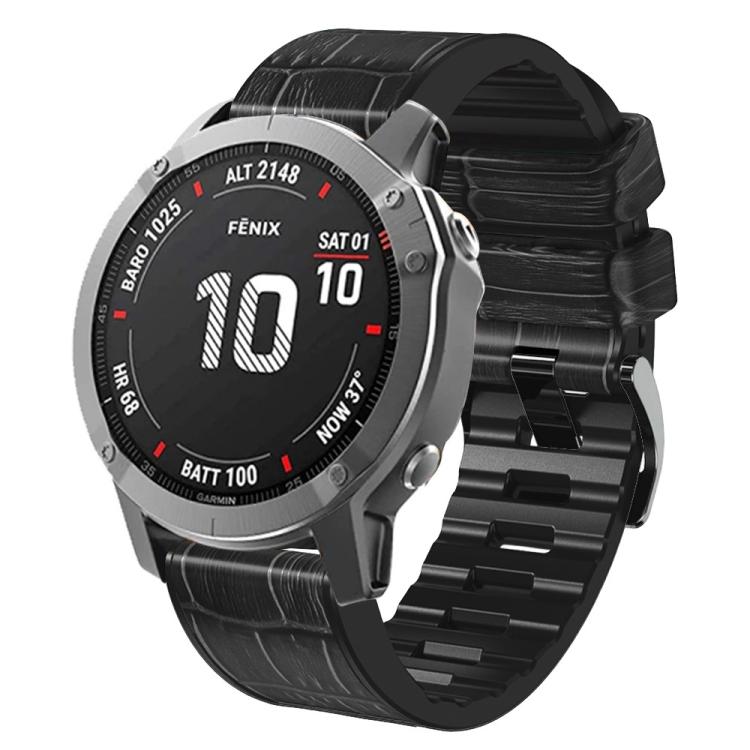 For Garmin QuickFit 26mm Kalebol Crocodile Texture Silicone Leather Watch Band(Black) - free shipping - PMc TechLife - Order now!