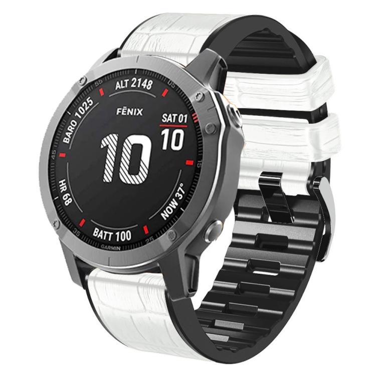 For Garmin QuickFit 26mm Kalebol Crocodile Texture Silicone Leather Watch Band(White) - free shipping - PMc TechLife - Order now!