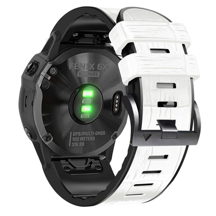 For Garmin QuickFit 26mm Kalebol Crocodile Texture Silicone Leather Watch Band(White) - free shipping - PMc TechLife - Order now!