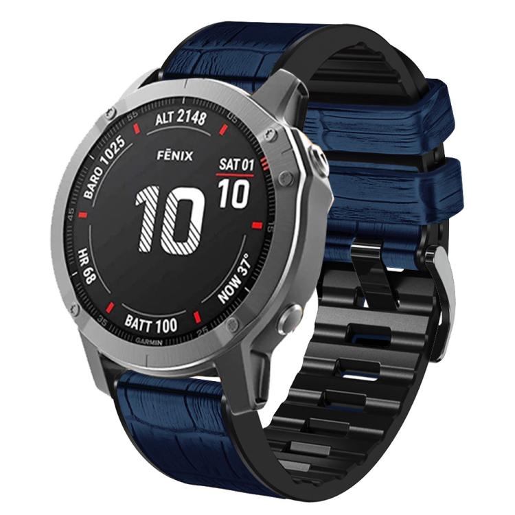 For Garmin QuickFit 26mm Kalebol Crocodile Texture Silicone Leather Watch Band(Dark Blue) - free shipping - PMc TechLife - Order now!